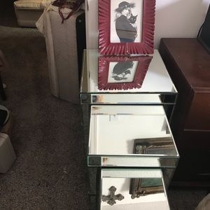 Beveled mirror tables. A set of three each buyer must pay packing and shipping